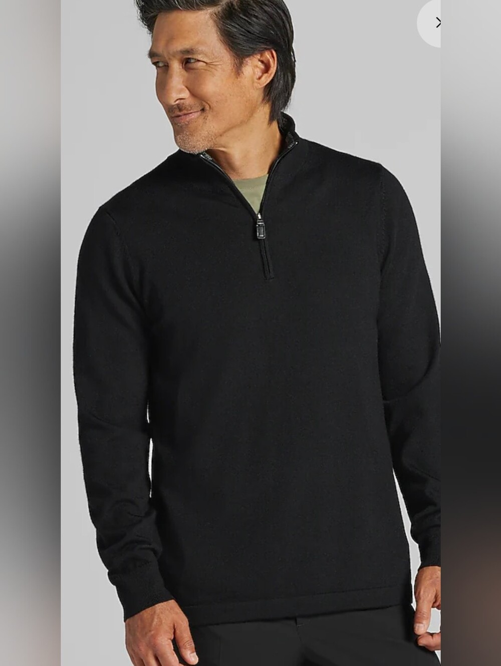 Joseph Abboud Men's Merino Wool 1/4 Zip Sweater New Black 2XLT